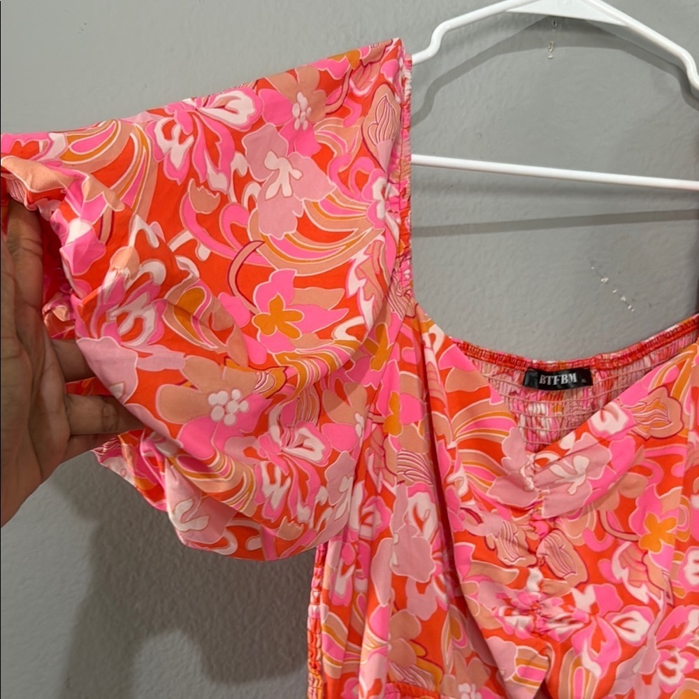 Psychedelic paisley 70s print cottagecore Floral Pink Maxi Dress - Picture 5 of 13